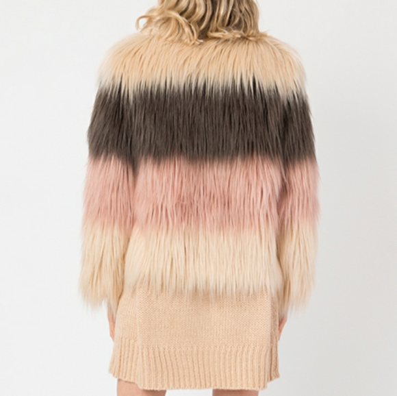 P.ROSSINI SHAGGI MULTICOLOURED FAUX FUR JACKET - Picture 4 of 4